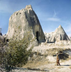 Exterior of rock-cut mausoleum dating from 6th to 9th century, Cappadocia, Turkey